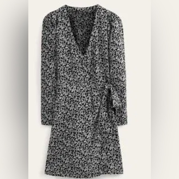 Boden Womens Wrap Detail Mini Dress 6R Black Printed NEW. 1228 - Picture 3 of 7